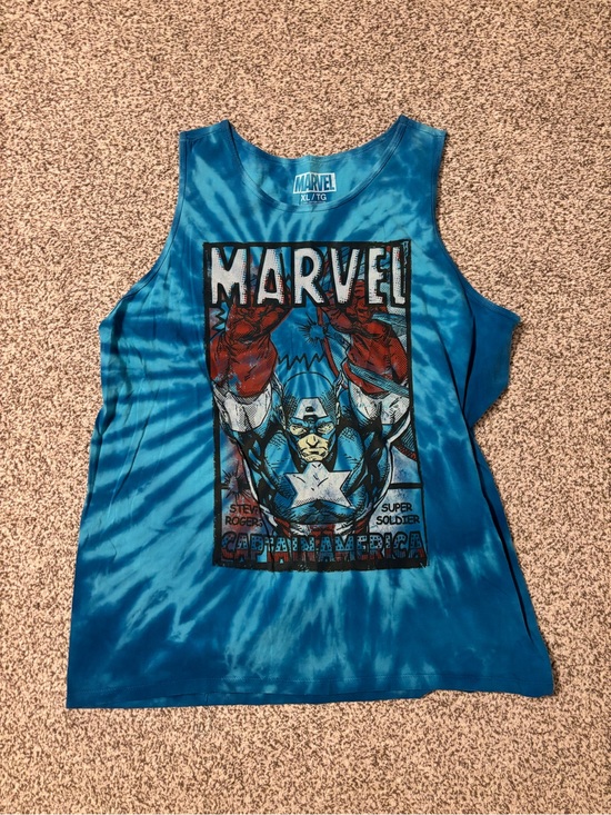 Marvel Other - Marvel Blue Tie-Dye Captain America Graphic Tank Top